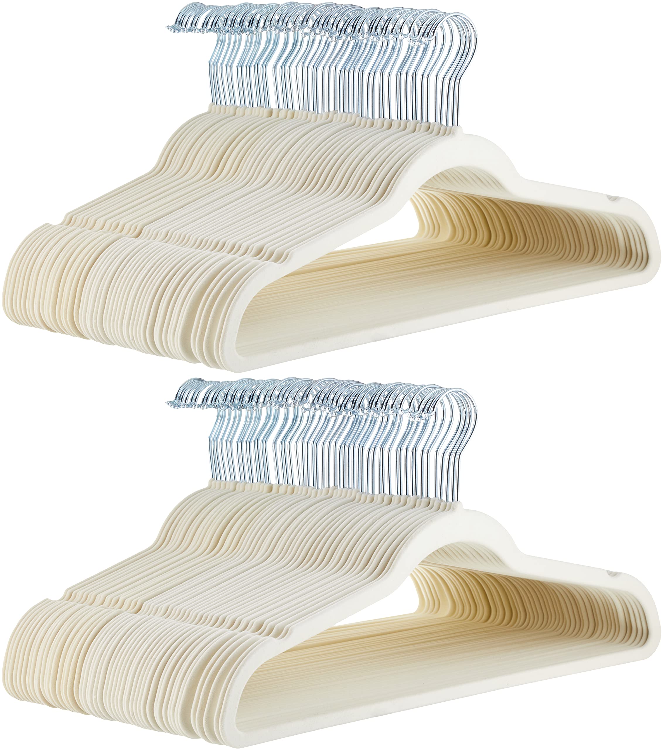 Amazon Basics Slim, Velvet, Non-Slip Suit Clothes Hangers, Pack of 50, Black